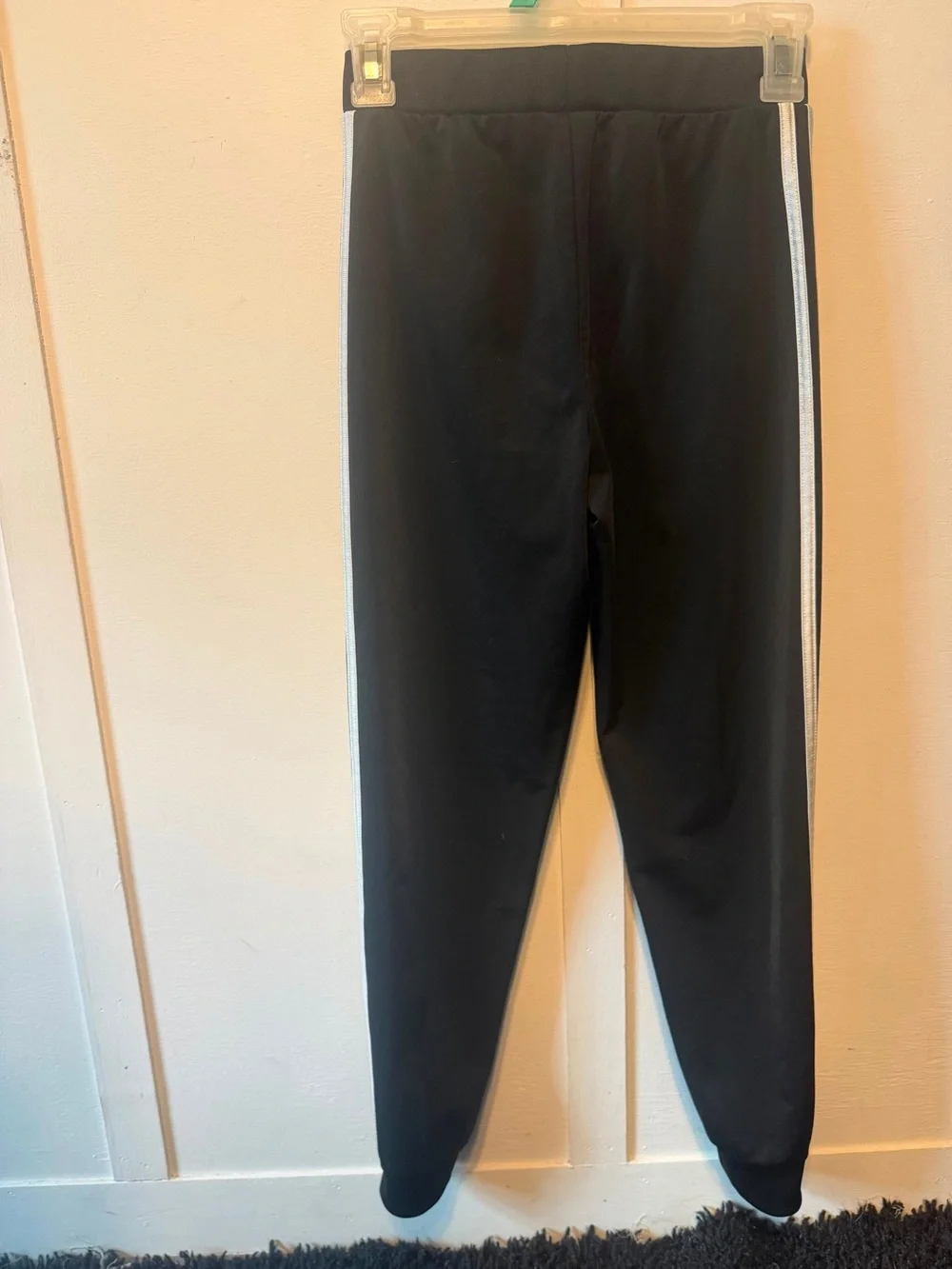 adidas Black Jogger Pants with White Side Stripes